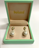 Designer Adrian Hailwood  Pearl earrings with gold accents in a Hailwood box