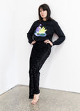 Swan Print Sweatshirt Black