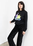 Swan Print Sweatshirt Black