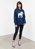 Dala Horse Navy Sweatshirt (white)