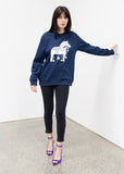 Dala Horse Navy Sweatshirt (white)