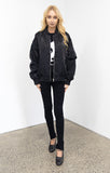 Noir Silk/Nylon Bomber Jacket