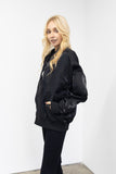 Noir Silk/Nylon Bomber Jacket