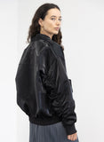 Noir Silk Bomber Jacket