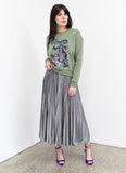 Silver Metallic Shot Pleated Circle Skirt