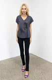 Bat V-neck Tee In Charcoal