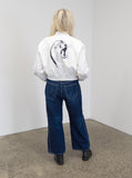 Britta Cropped Bomber Jacket ( Lion print in white)