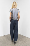 Luna Silver Lamé Top