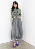 Silver Metallic Shot Pleated Circle Skirt