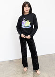 Swan Print Sweatshirt Black