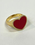 Valencia Heart Ring In gold Red Agate